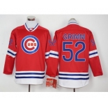 Men Chicago Cubs #52 Grimm Red Long Sleeve Stitched Baseball Jersey