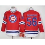 Men Chicago Cubs #56 Hector Rondon Red Long Sleeve Stitched Baseball Jersey