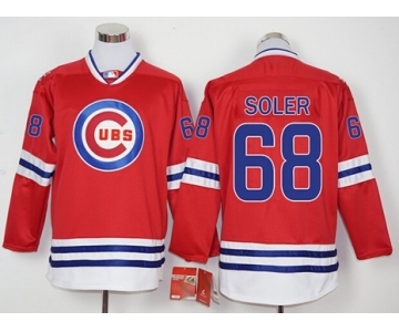 Men Chicago Cubs #68 Jorge Soler Red Long Sleeve Stitched Baseball Jersey