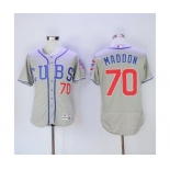 Men Chicago Cubs #70 Joe Maddon Majestic Gray stripe Flexbase Authentic Collection Player Jersey