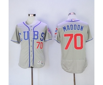 Men Chicago Cubs #70 Joe Maddon Majestic Gray stripe Flexbase Authentic Collection Player Jersey