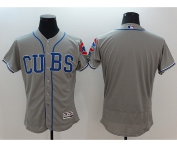 Men Chicago Cubs blank Majestic Gray stripe Flexbase Authentic Collection Player Jersey