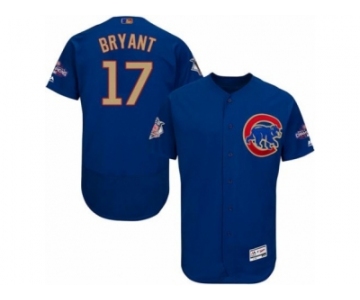 Men Cubs #17 Kris Bryant Blue Flexbase Authentic 2017 Gold Program Stitched MLB Jersey