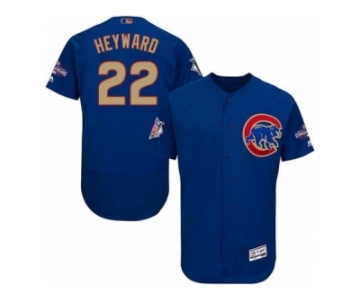 Men Cubs #22 Jason Heyward Blue Flexbase Authentic 2017 Gold Program Stitched MLB Jersey