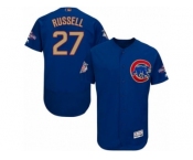 Men Cubs #27 Addison Russell Blue Flexbase Authentic 2017 Gold Program Stitched MLB Jersey