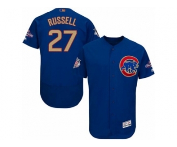 Men Cubs #27 Addison Russell Blue Flexbase Authentic 2017 Gold Program Stitched MLB Jersey