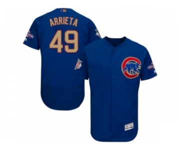 Men Cubs #49 Jake Arrieta Blue Flexbase Authentic 2017 Gold Program Stitched MLB Jersey