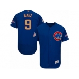 Men Cubs #9 Javier Baez Blue Flexbase Authentic 2017 Gold Program Stitched MLB Jersey