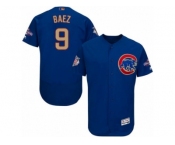 Men Cubs #9 Javier Baez Blue Flexbase Authentic 2017 Gold Program Stitched MLB Jersey