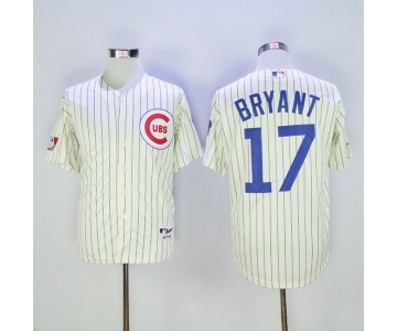 Men's 1969 Chicago Cubs #17 Kris Bryant Mitchell & Ness Cream Authentic Throwback Jersey