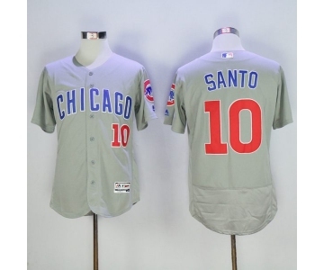 Men's Chicago Cubs #10 Ron Santo Majestic Gray Flexbase Authentic Collection Player Jersey