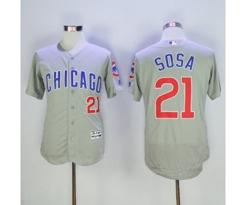 Men's Chicago Cubs #21 Sammy Sosa Majestic Gray Flexbase Authentic Collection Player Jersey