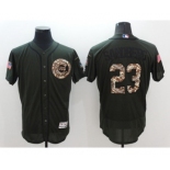 Men's Chicago Cubs #23 Ryne Sandberg Majestic Green Salute to Service Flexbase Authentic Collection Player Jersey