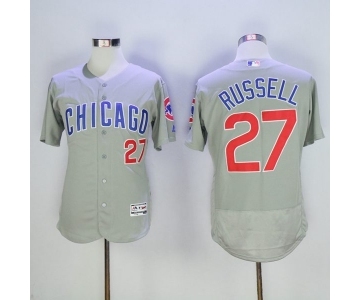 Men's Chicago Cubs #27 Addison Russell Majestic Gray Flexbase Authentic Collection Player Jersey