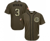 Men's Chicago Cubs #3 Daniel Descalso Authentic Green Salute to Service Baseball Jersey