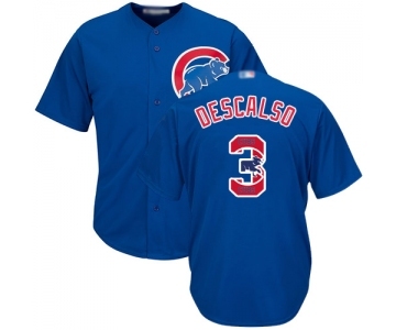 Men's Chicago Cubs #3 Daniel Descalso Authentic Royal Blue Team Logo Fashion Cool Base Baseball Jersey