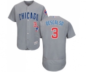 Men's Chicago Cubs #3 Daniel Descalso Grey Road Flex Base Authentic Collection Baseball Jersey