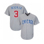 Men's Chicago Cubs #3 Daniel Descalso Replica Grey Road Cool Base Baseball Jersey