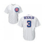 Men's Chicago Cubs #3 Daniel Descalso Replica White Home Cool Base Baseball Jersey