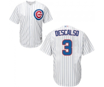 Men's Chicago Cubs #3 Daniel Descalso Replica White Home Cool Base Baseball Jersey