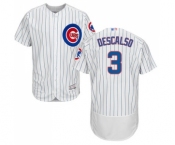 Men's Chicago Cubs #3 Daniel Descalso White Home Flex Base Authentic Collection Baseball Jersey