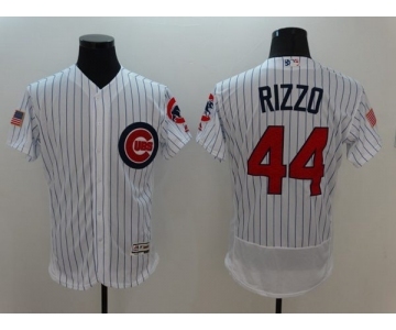 Men's Chicago Cubs #44 Anthony Rizzo Majestic White Fashion Stars & Stripes Cool Base Player Jersey