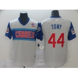 Men's Chicago Cubs #44 Anthony Rizzo Tony Light Grey  2019 Retro Moniker Edition  MLB Jersey