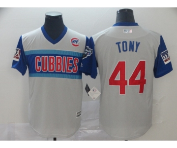 Men's Chicago Cubs #44 Anthony Rizzo Tony Light Grey  2019 Retro Moniker Edition  MLB Jersey