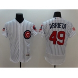 Men's Chicago Cubs #49 Jake Arrieta Majestic White Fashion Stars & Stripes Cool Base Player Jersey