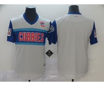 Men's Chicago Cubs Blank Light Grey  2019 Retro Moniker Edition  MLB Jersey