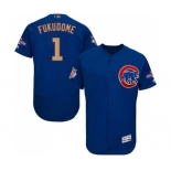 Men's Majestic Chicago Cubs #1 Kosuke Fukudome Authentic Royal Blue 2017 Gold Champion Flex Base MLB Jersey