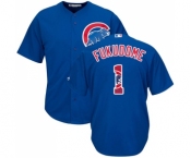 Men's Majestic Chicago Cubs #1 Kosuke Fukudome Authentic Royal Blue Team Logo Fashion Cool Base MLB Jersey