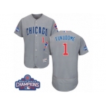 Men's Majestic Chicago Cubs #1 Kosuke Fukudome Grey 2016 World Series Champions Flexbase Authentic Collection MLB Jersey