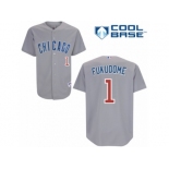 Men's Majestic Chicago Cubs #1 Kosuke Fukudome Replica Grey Road Cool Base MLB Jersey