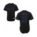 Men's Majestic Chicago Cubs #10 Ron Santo Authentic Black Fashion MLB Jersey