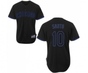 Men's Majestic Chicago Cubs #10 Ron Santo Authentic Black Fashion MLB Jersey