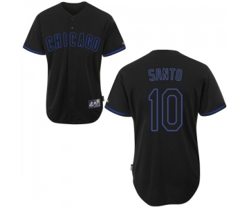 Men's Majestic Chicago Cubs #10 Ron Santo Authentic Black Fashion MLB Jersey