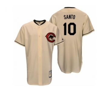 Men's Majestic Chicago Cubs #10 Ron Santo Replica Cream Cooperstown Throwback MLB Jersey