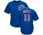 Men's Majestic Chicago Cubs #11 Drew Smyly Authentic Royal Blue Team Logo Fashion Cool Base MLB Jersey