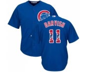 Men's Majestic Chicago Cubs #11 Yu Darvish Authentic Royal Blue Team Logo Fashion Cool Base MLB Jersey