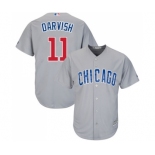 Men's Majestic Chicago Cubs #11 Yu Darvish Replica Grey Road Cool Base MLB Jersey