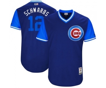 Men's Majestic Chicago Cubs #12 Kyle Schwarber  Authentic Navy Blue 2017 Players Weekend MLB Jersey