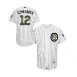 Men's Majestic Chicago Cubs #12 Kyle Schwarber Authentic White 2016 Memorial Day Fashion Flex Base MLB Jersey