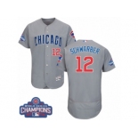 Men's Majestic Chicago Cubs #12 Kyle Schwarber Grey 2016 World Series Champions Flexbase Authentic Collection MLB Jersey