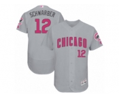 Men's Majestic Chicago Cubs #12 Kyle Schwarber Grey Mother's Day Flexbase Authentic Collection MLB Jersey