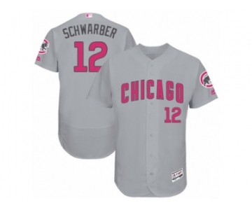 Men's Majestic Chicago Cubs #12 Kyle Schwarber Grey Mother's Day Flexbase Authentic Collection MLB Jersey