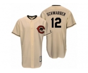 Men's Majestic Chicago Cubs #12 Kyle Schwarber Replica Cream Cooperstown Throwback MLB Jersey