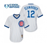 Men's Majestic Chicago Cubs #12 Kyle Schwarber Replica White Home Cooperstown MLB Jersey