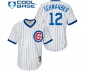 Men's Majestic Chicago Cubs #12 Kyle Schwarber Replica White Home Cooperstown MLB Jersey