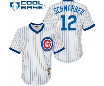 Men's Majestic Chicago Cubs #12 Kyle Schwarber Replica White Home Cooperstown MLB Jersey